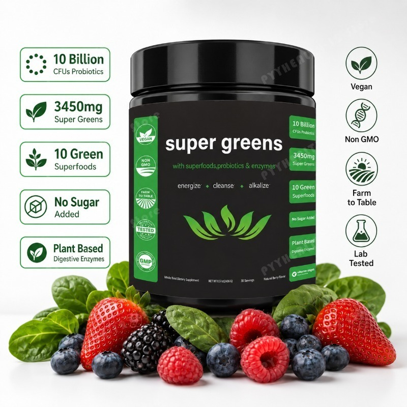 Digestive Enzyme Blend - Суперзеленый порошок с фруктово-овощной смесью, пробиотиками