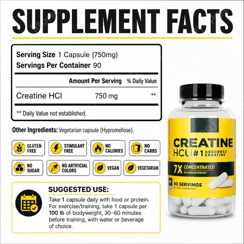 Креатин HCl 750 мг, 90 капсул, – обзор и цена Nutrition For Fitness